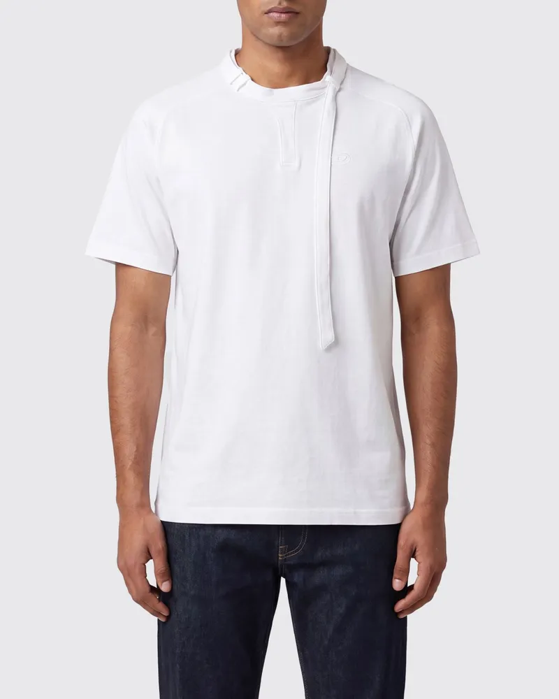 Diesel Kurzärmeliges Baumwoll-T-Shirt von mit Rundhalsausschnitt und geradem Saum Weiß