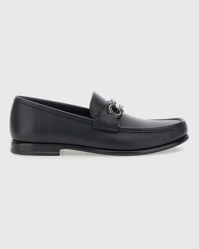 Ferragamo Penny-Loafer aus Kalbsleder mit Gancini-Logo und Gummisohle Schwarz