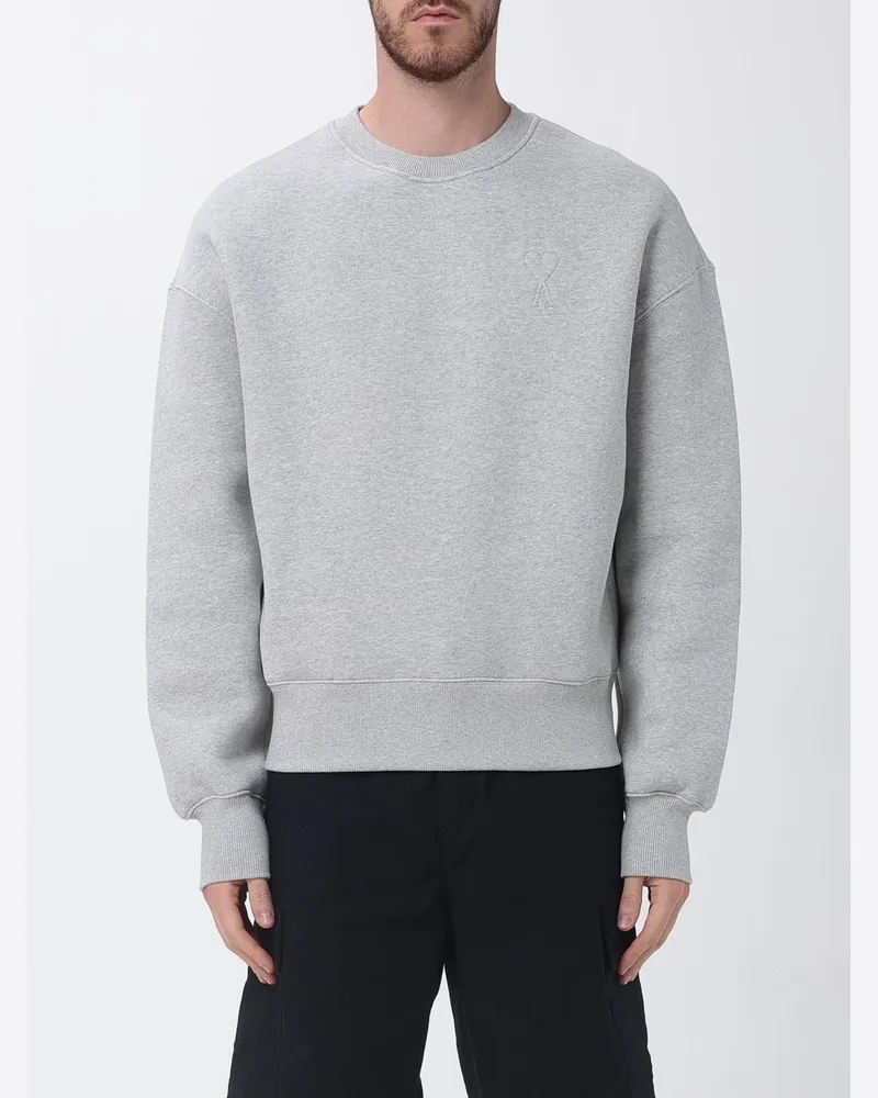 AMI Paris Rundhals-Sweatshirt aus Baumwollmischung Grau