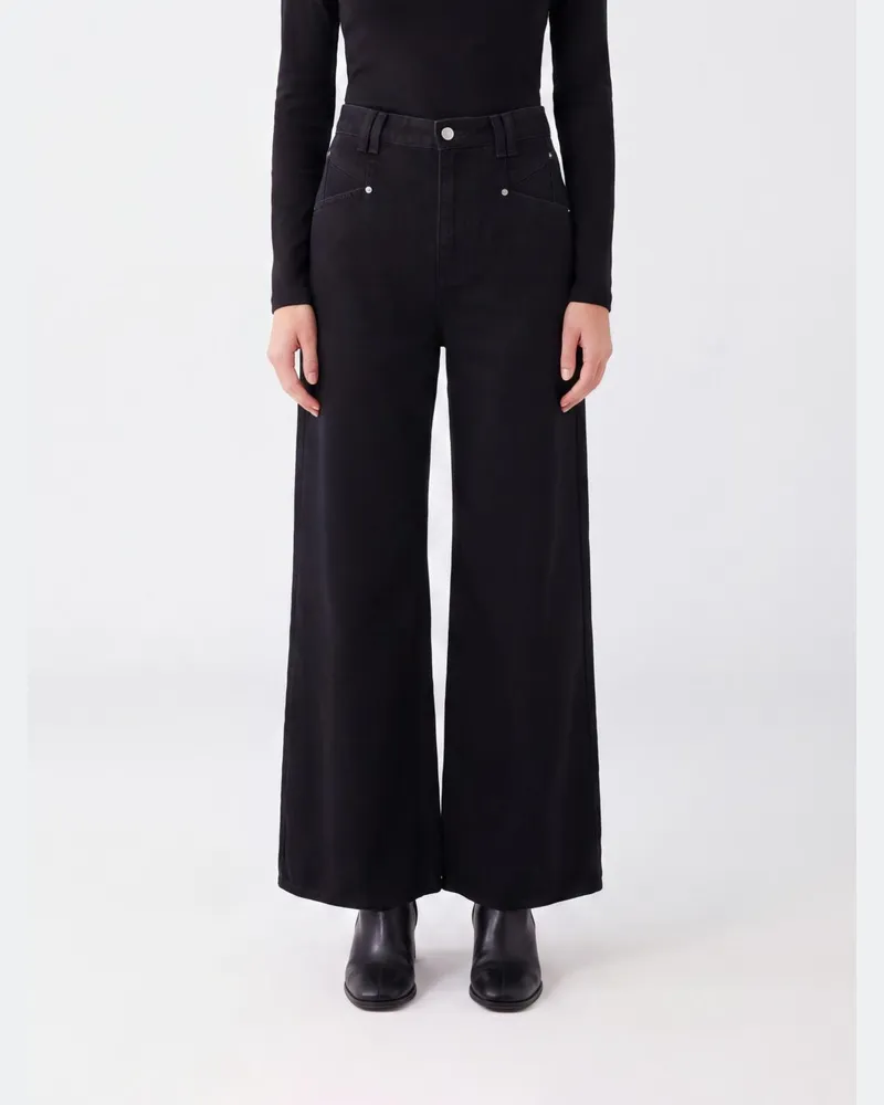 Isabel Marant Lemony Jeans mit weitem Bein aus Baumwolldenim Schwarz