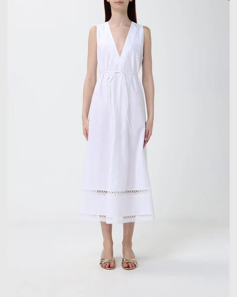 Twin-Set Midi-Kleid aus Baumwolle Weiß