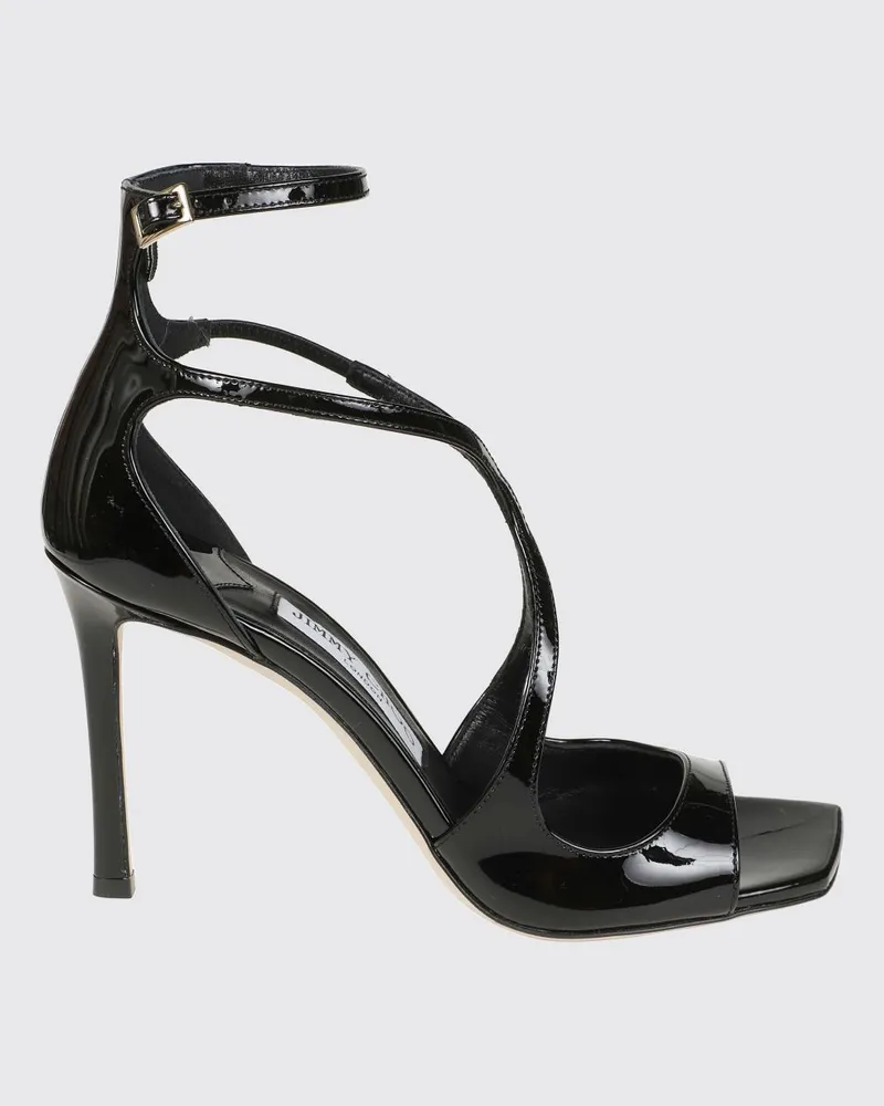 Jimmy Choo Azia Sandalen aus Lackleder mit hohem Absatz und Knöchelriemen Schwarz