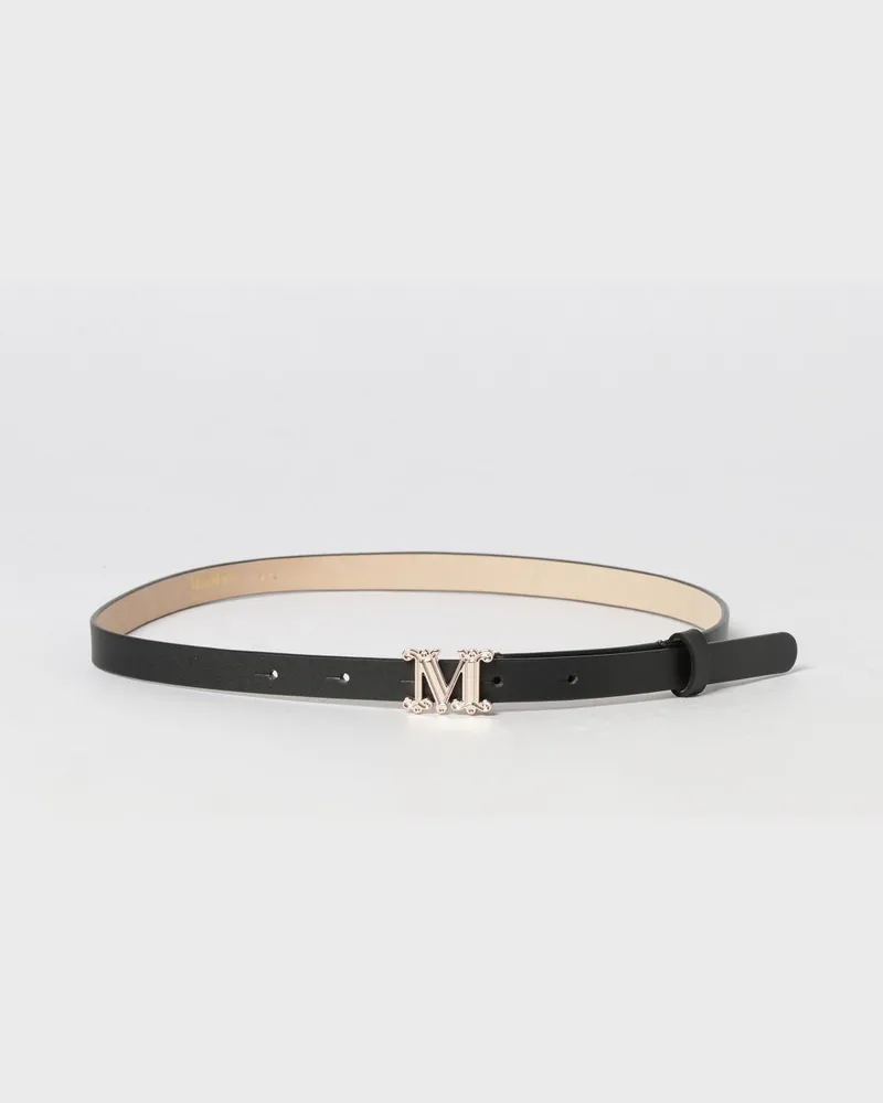 Max Mara Ledergürtel mit Logo-Schnalle Schwarz