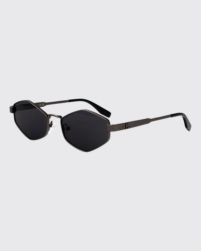 Karl Lagerfeld Unregelmäßig geformte Metall-Sonnenbrille mit geprägtem Logo Silber