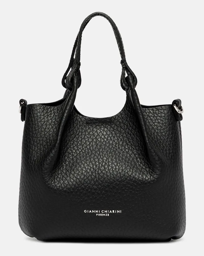 Gianni Chiarini Dua Mini-Handtasche aus gehämmertem Leder mit doppeltem Henkel Schwarz