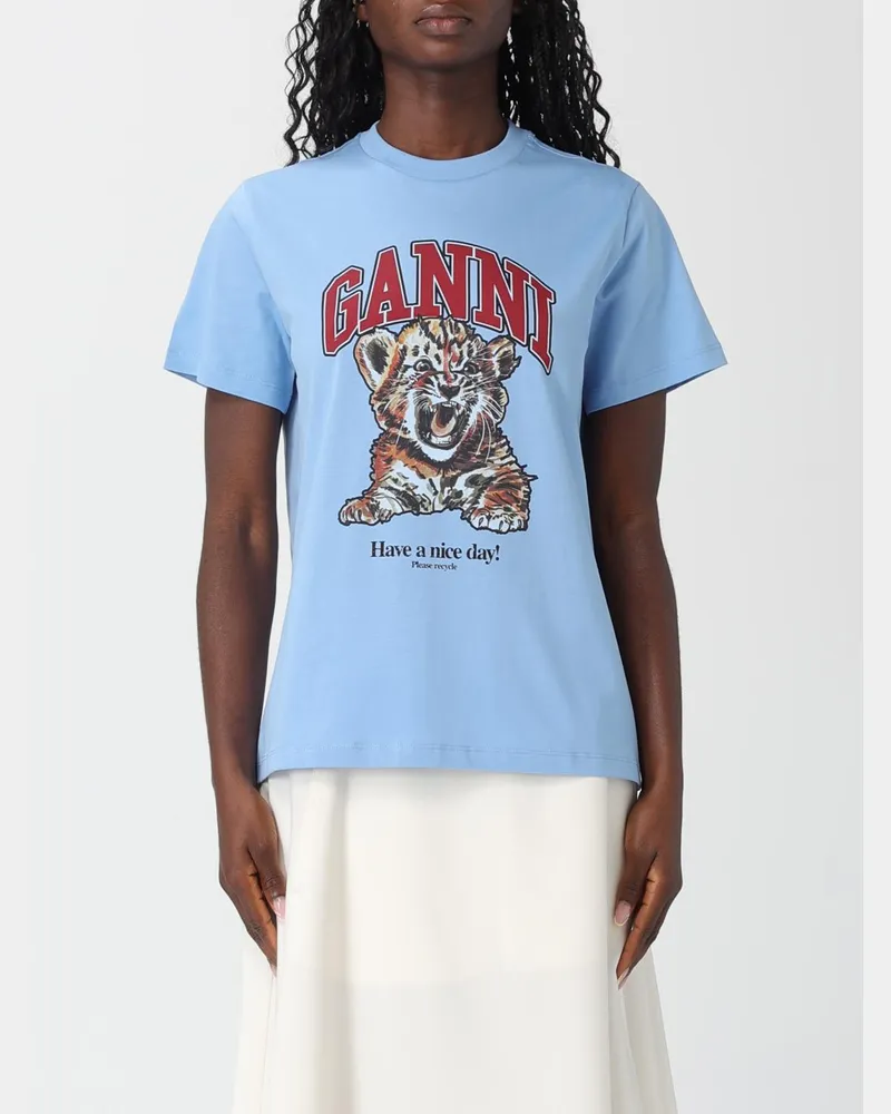 Ganni T-shirt damen Hellblau