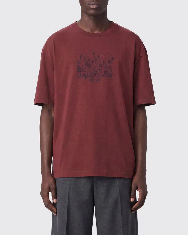 Maison Margiela T-Shirt aus Baumwolle mit gesticktem Logo Rot