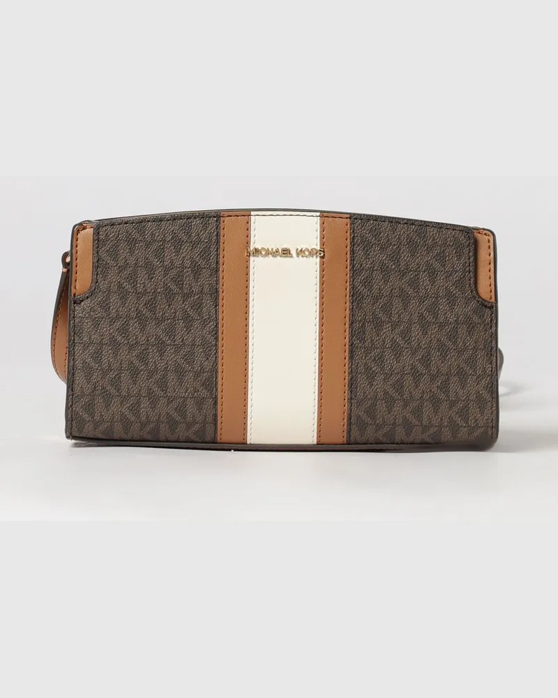 Michael Kors Becca Tasche aus beschichteter Baumwolle mit MK-Monogramm-Print Braun