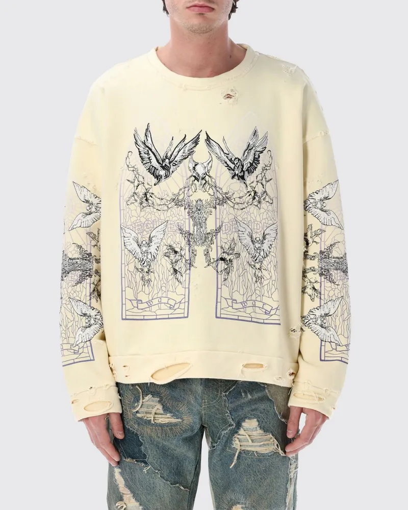 WHO DECIDES WAR Sweatshirt aus Baumwolle mit Grafikdruck und Relaxed Fit Yellow