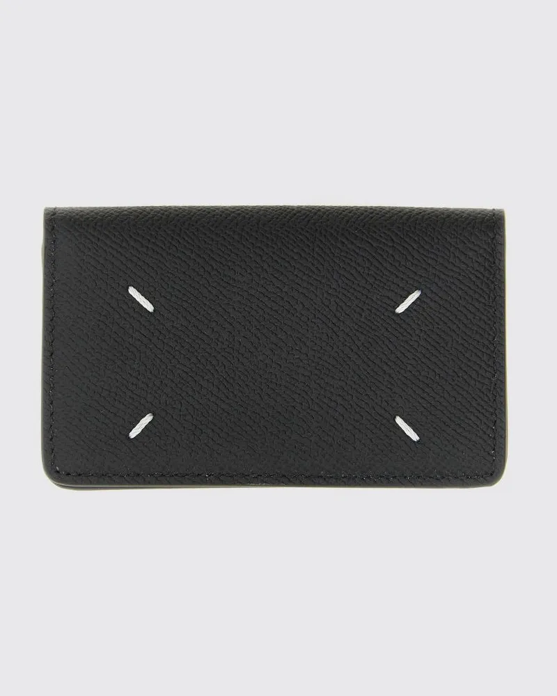 Maison Margiela Bifold-Kartenetui aus genarbtem Leder mit Four Stitches-Logo Schwarz