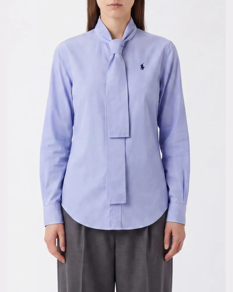 Ralph Lauren Baumwollhemd mit Schluppenkragen und Pony-Logo Himmelblau