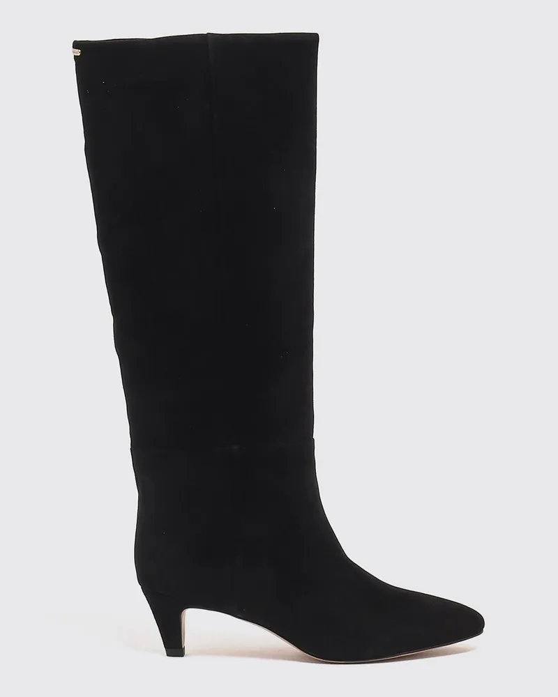 Twin-Set Kniehohe Stiefel aus Wildleder mit mittlerem Stilettoabsatz Schwarz