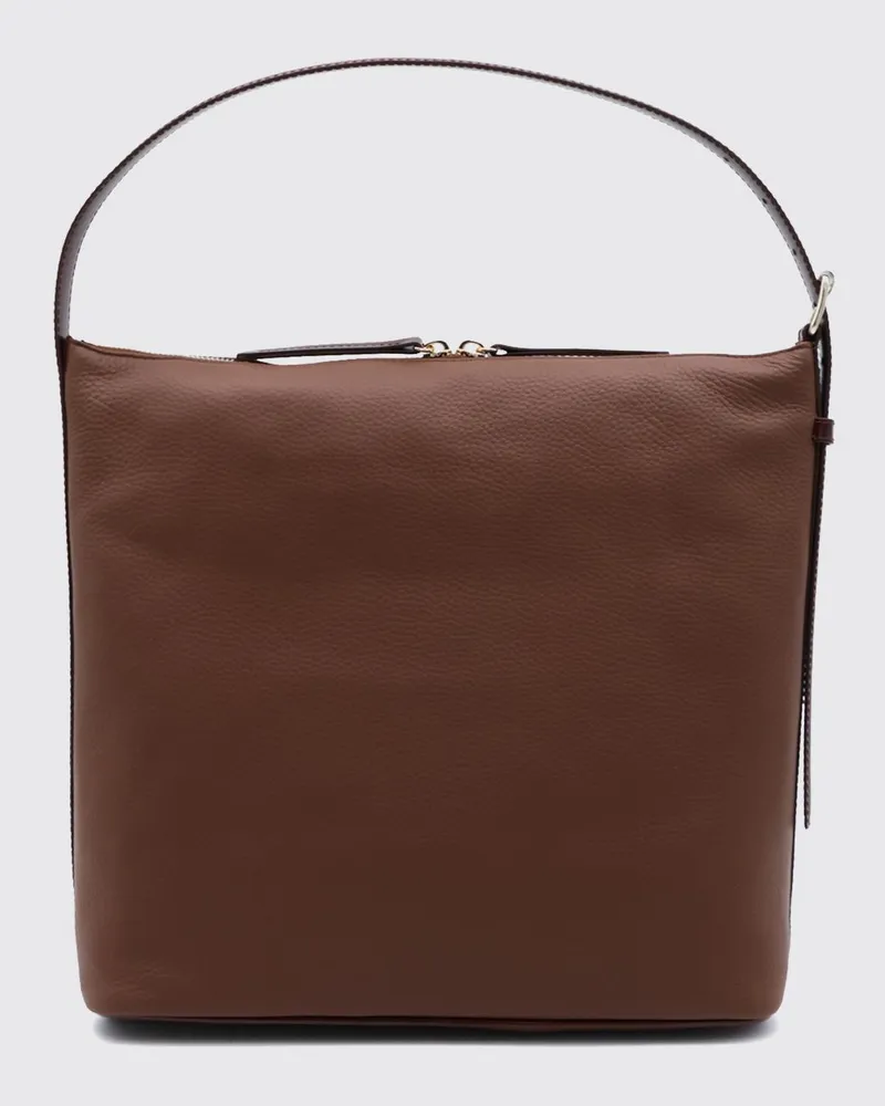 A.P.C. Schultertasche Vera aus genarbtem Leder mit verstellbarem Griff und Reißverschluss Haselnuss