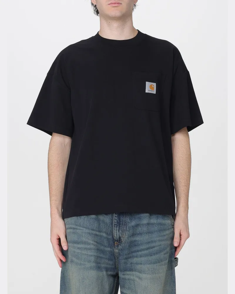 Carhartt WIP Relaxed Fit Baumwoll-T-Shirt mit Rundhalsausschnitt und kontrastierendem Logo Schwarz