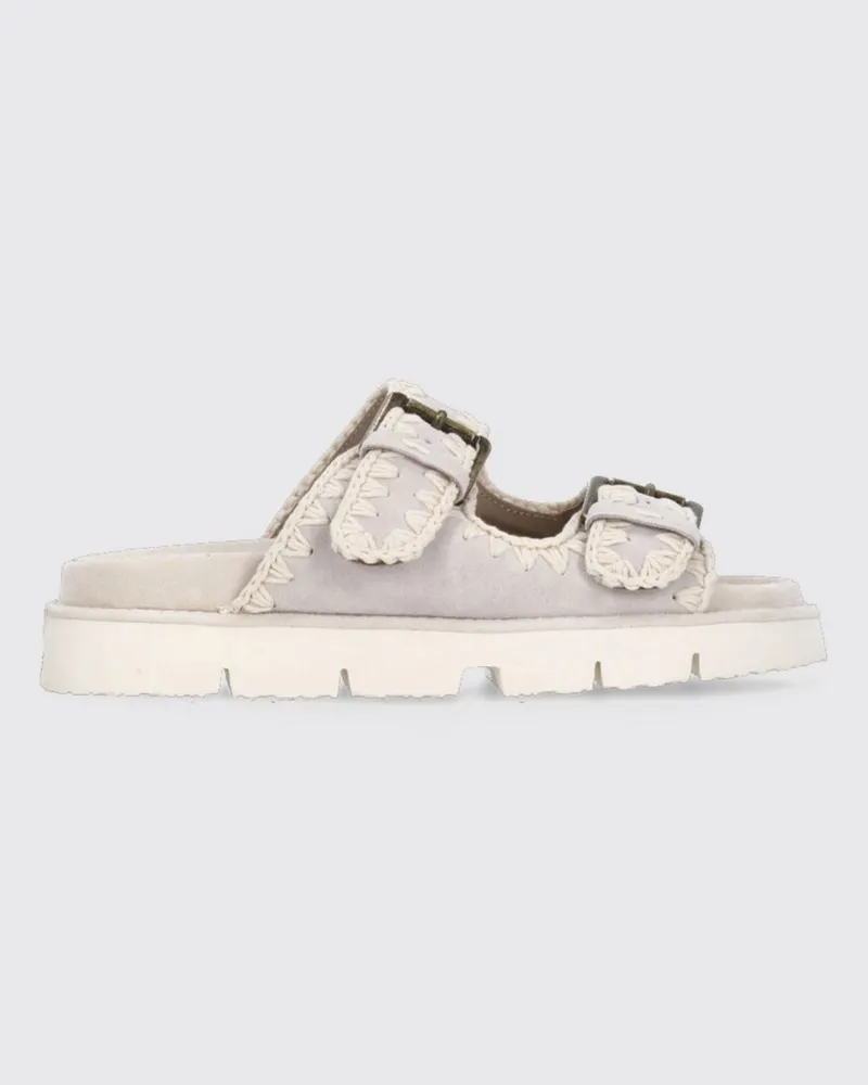 Mou New Bio Sandalen aus Wildleder mit Ziernähten Ivory