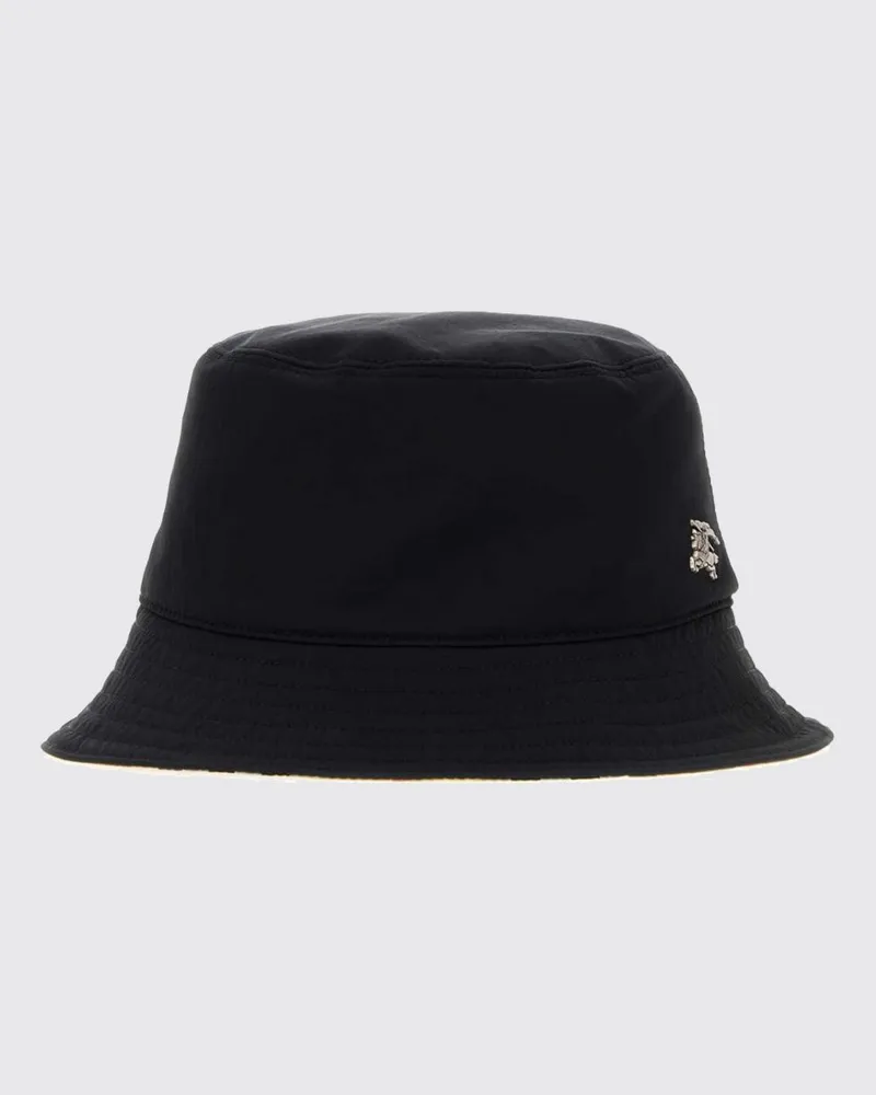 Burberry Fischerhut aus Nylon mit metallischem Equestrian Knight-Logo Schwarz