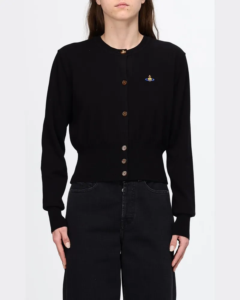 Vivienne Westwood Slim Fit Cardigan aus Baumwolle und Kaschmir mit Orb-Logo Schwarz