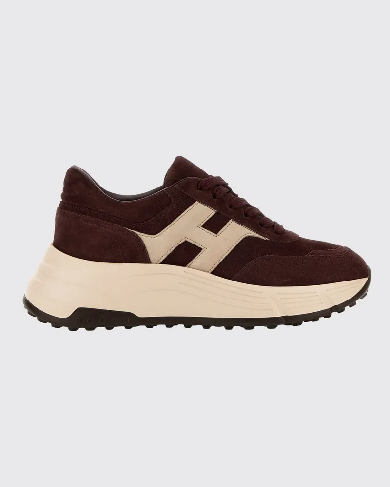 Hogan H669 Sneaker aus Kalbsleder und Veloursleder mit Chunky-Sohle Burgunderrot