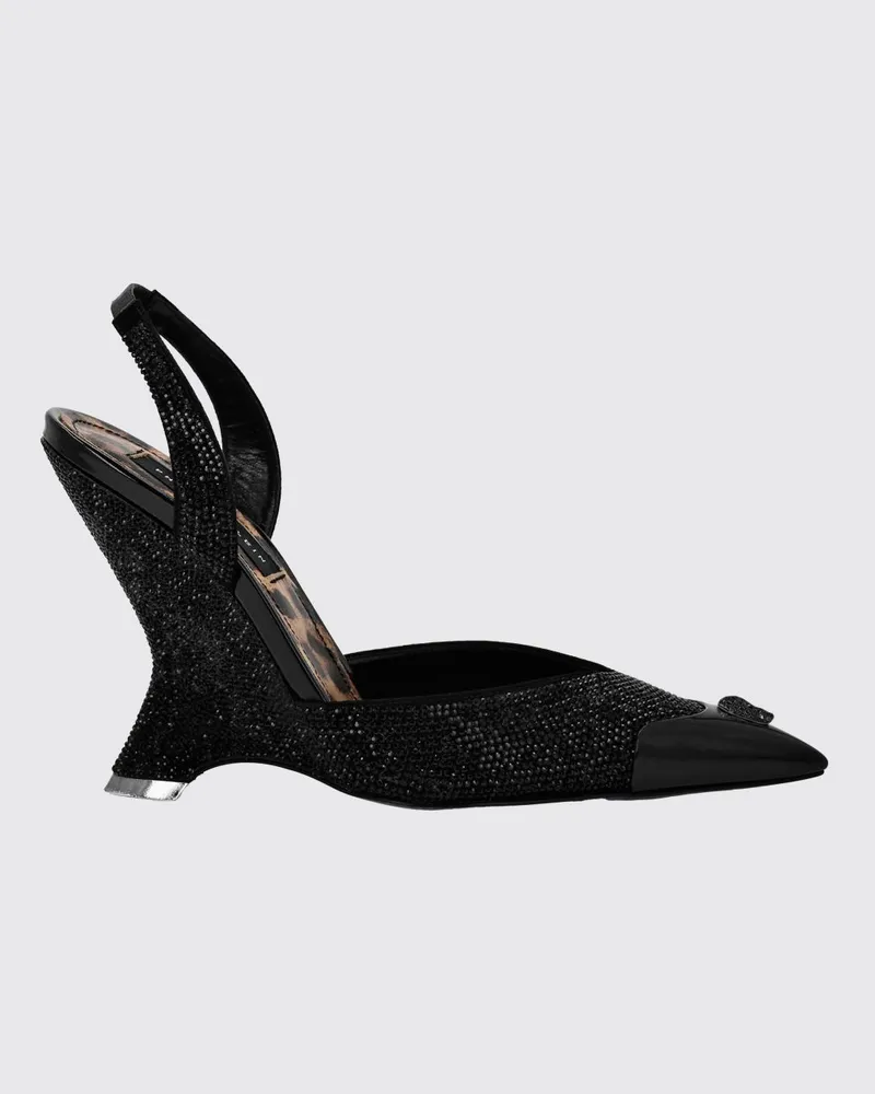 Philipp Plein Kristallverzierte Slingback-Pumps aus Veloursleder mit hohem Absatz Schwarz