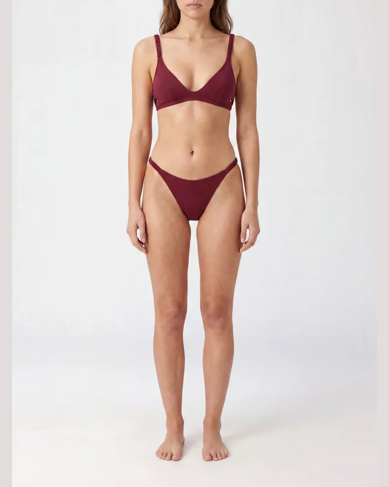 MC2 Saint Barth Zweiteiliger Bikini mit V-Ausschnitt und niedriger Taille Burgunderrot