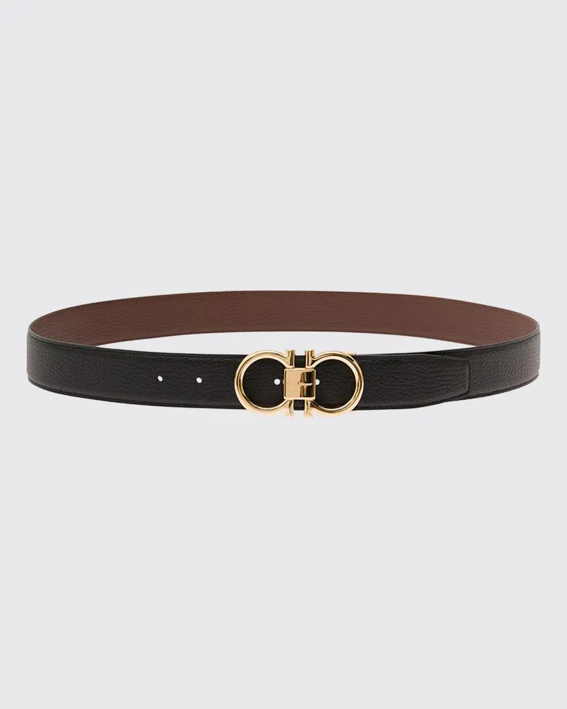 Ferragamo Wendbarer Gancini Gürtel aus Kalbsleder Schwarz