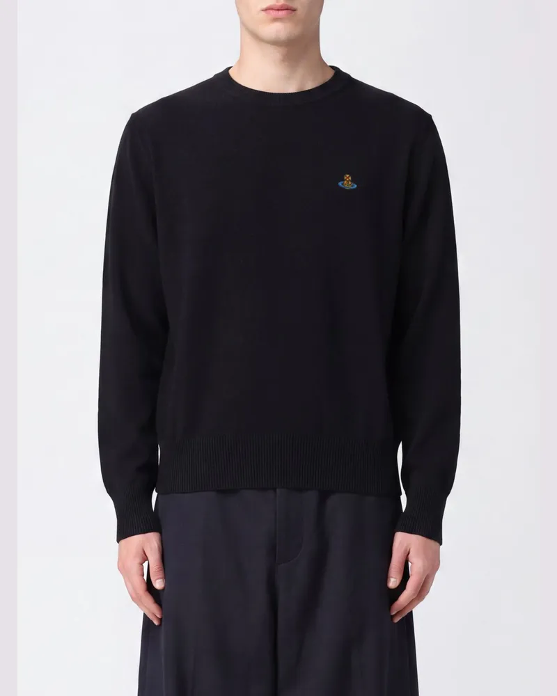Vivienne Westwood Kurzarmpullover aus Baumwolle und Kaschmir mit Orb-Logo Schwarz