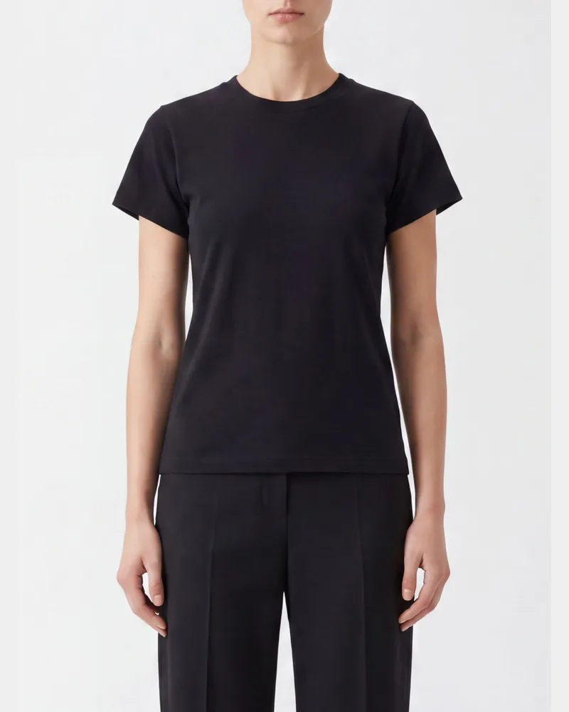 The Row Kurzärmeliges Baumwoll-T-Shirt mit Rundhalsausschnitt Schwarz
