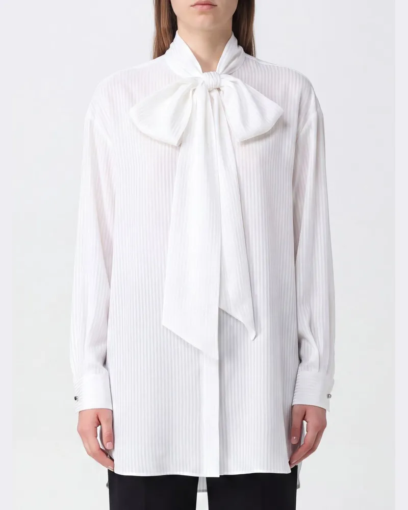 Emporio Armani Baumwollhemd mit Schluppenkragen und überschnittenen Schultern Weiß