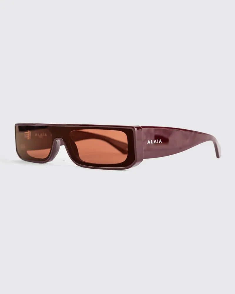 Alaïa Rechteckige Sonnenbrille von aus Acetat mit Schriftzug-Logo Rot