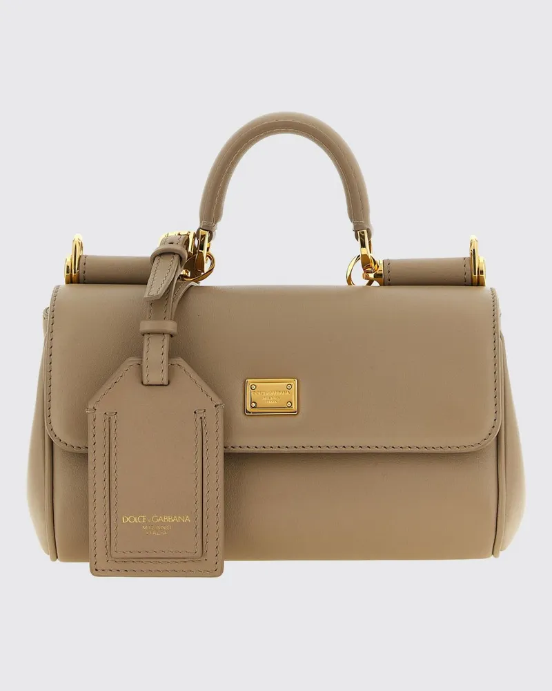 Dolce & Gabbana DOLCE  GABBANA My Sicily Mini-Handtasche Dolce & Gabbana aus Leder mit Logo-Anhänger Beige