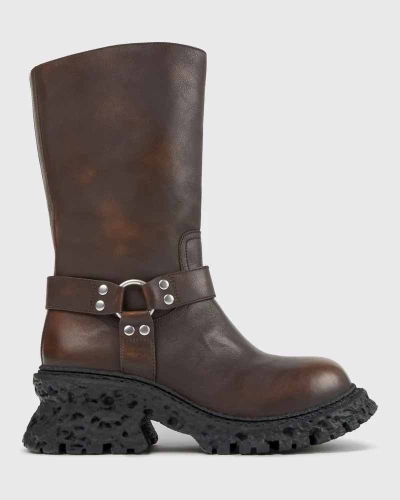 Camper Terroso Biker-Stiefel aus gealtertem Leder mit wadenhohem Schaft Braun