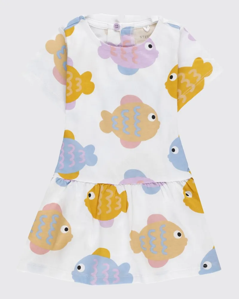 Stella McCartney Kids T-Shirt-Kleid für Mädchen aus Baumwolle mit Grafikdruck Weiß