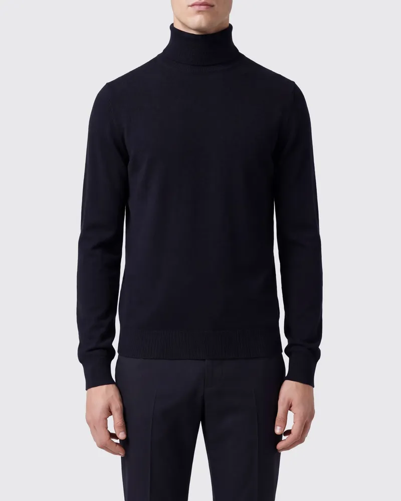 Drumohr  Langärmeliger Rollkragenpullover aus feiner Super 140's Schurwolle Blau