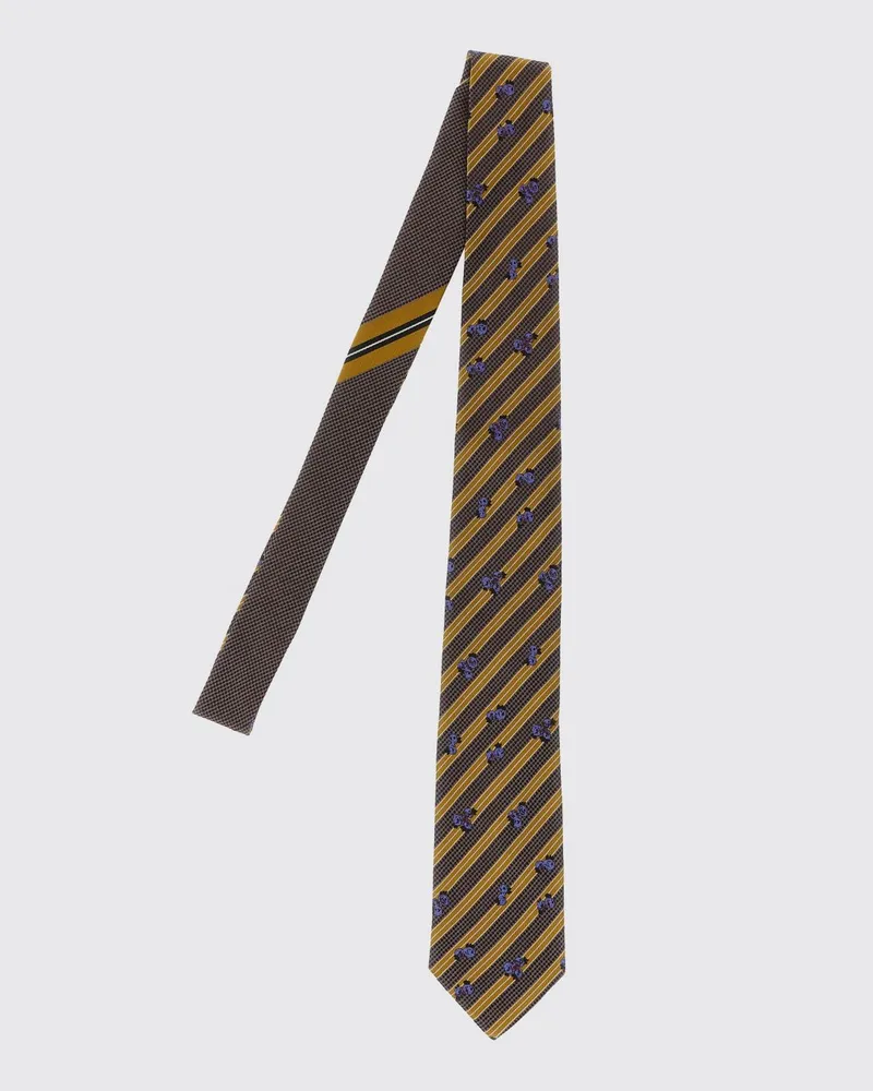 Dries van Noten Gestreifte Krawatte aus reiner Seide mit Fruchtdruck Fa01