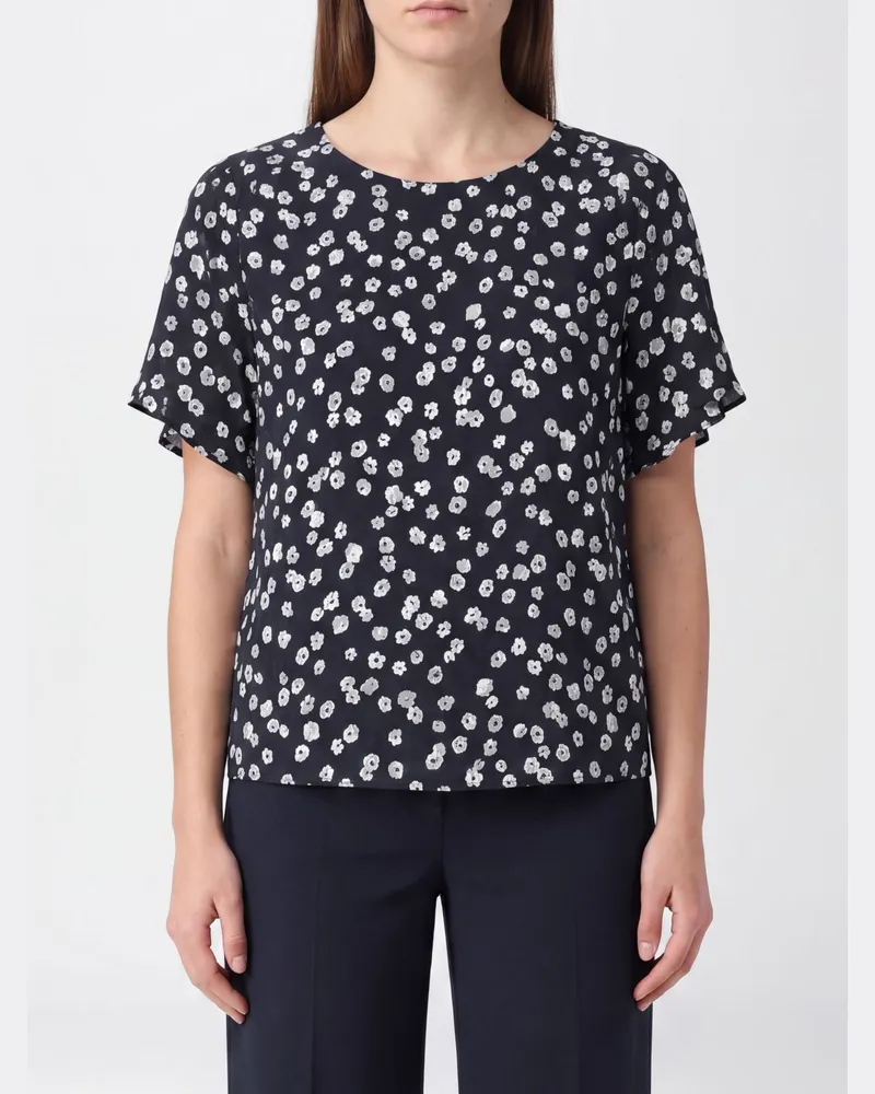 Isabel Marant Kurzärmelige Bluse aus Seidenmischung mit Blumendruck Schwarz