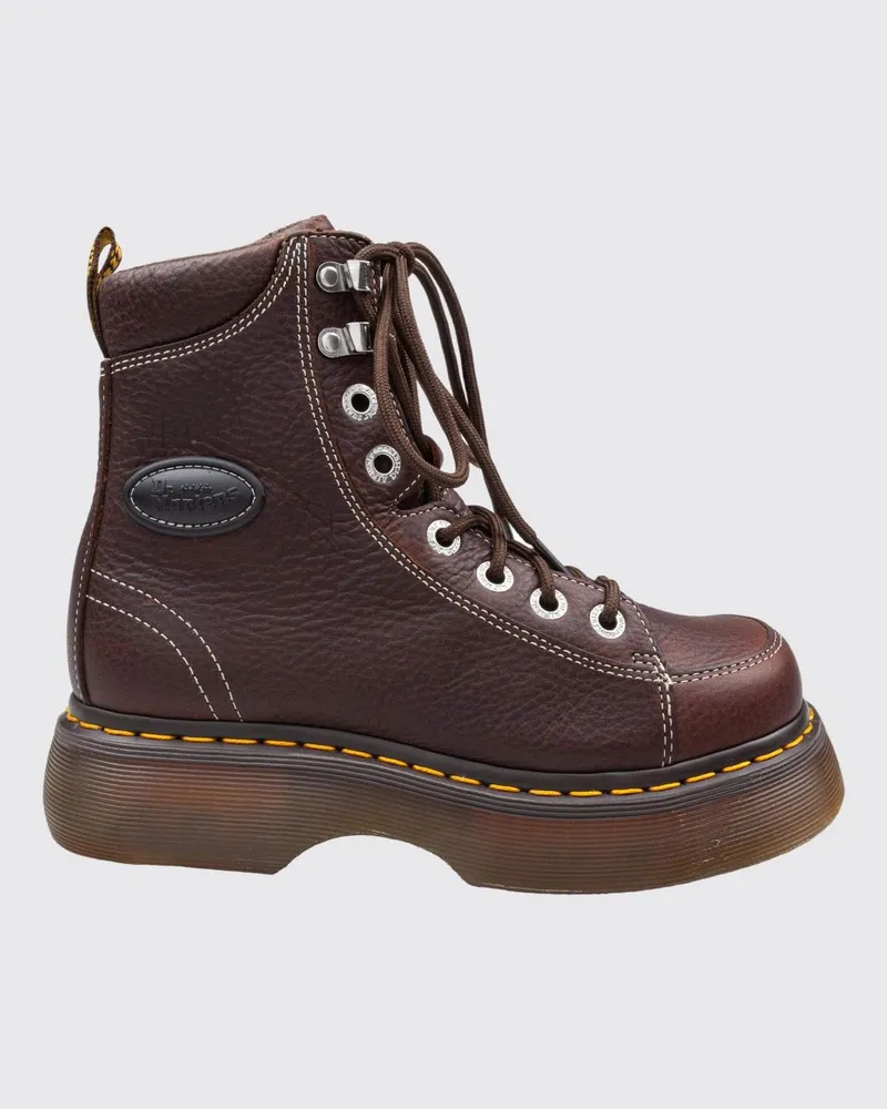 Dr.Martens Buzz 8-Eye Combat-Boots aus getrommeltem Leder mit gepolstertem Knöchel Braun