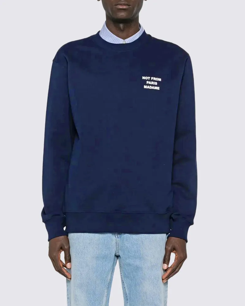 Drôle de Monsieur Baumwoll-Sweatshirt mit Rundhalsausschnitt und Slogan-Print Blau