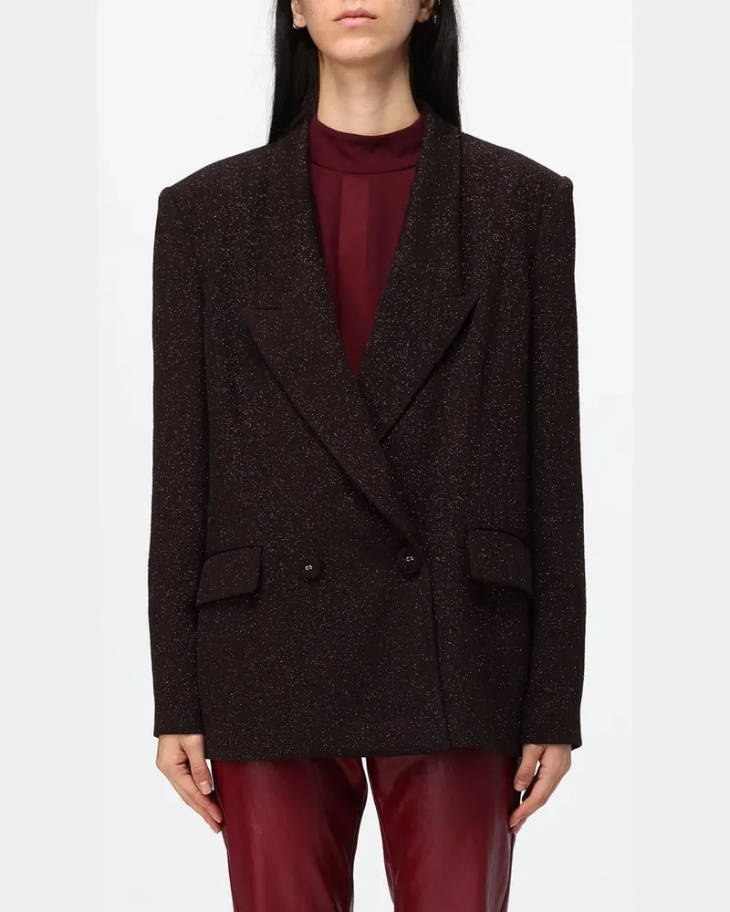 Hanita Doppelreihiger Lurex-Blazer von mit steigendem Revers und gepolsterten Schultern Braun