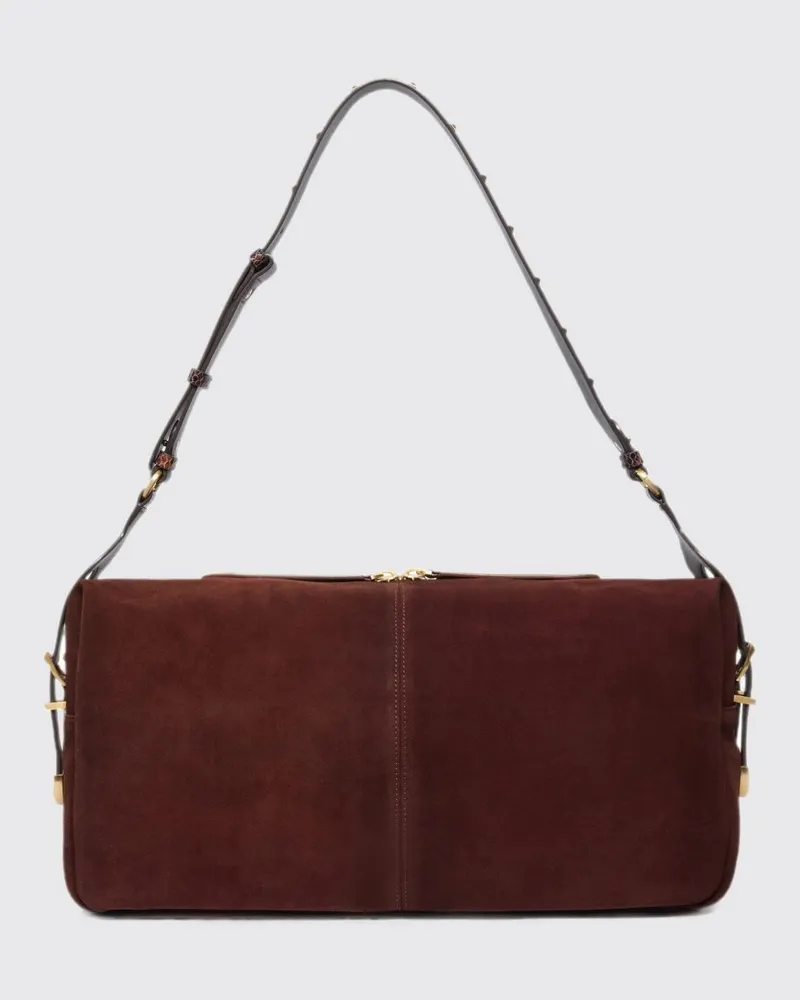 Pinko Keeper Bag Schultertasche von aus Veloursleder mit verstellbarem Henkel Braun