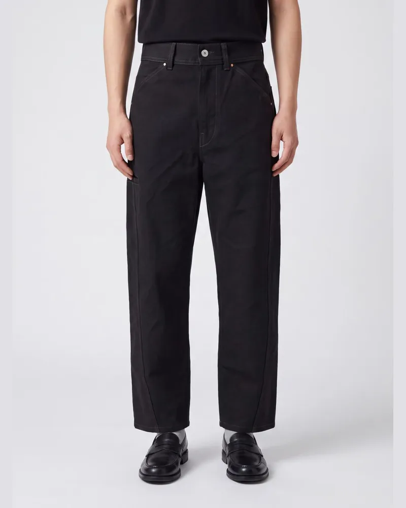 Christophe Lemaire Twisted Workwear Straight-Fit Jeans aus Denim mit hoher Taille Schwarz