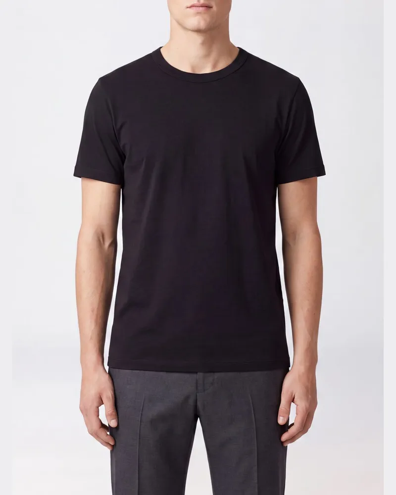 Tom Ford Rundhals-T-Shirt aus Stretch-Baumwolle mit kurzen Ärmeln und geradem Saum Schwarz