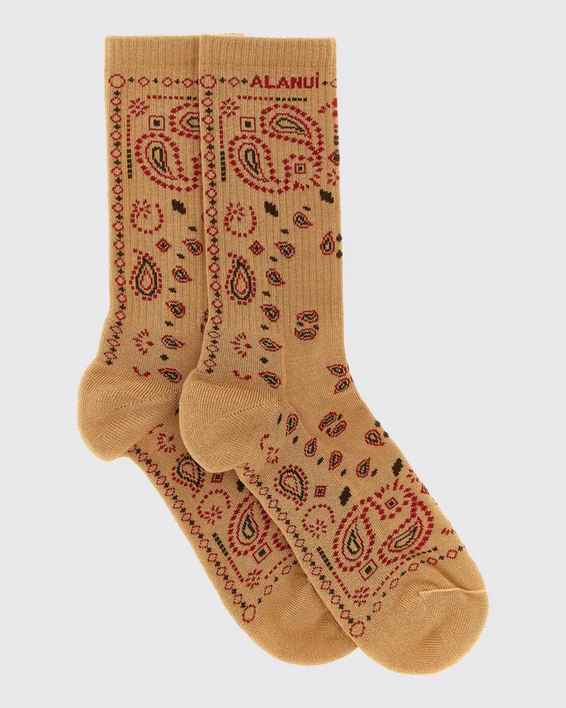Alanui Socken aus Baumwollmischung mit Paisley-Jacquardmuster Beige