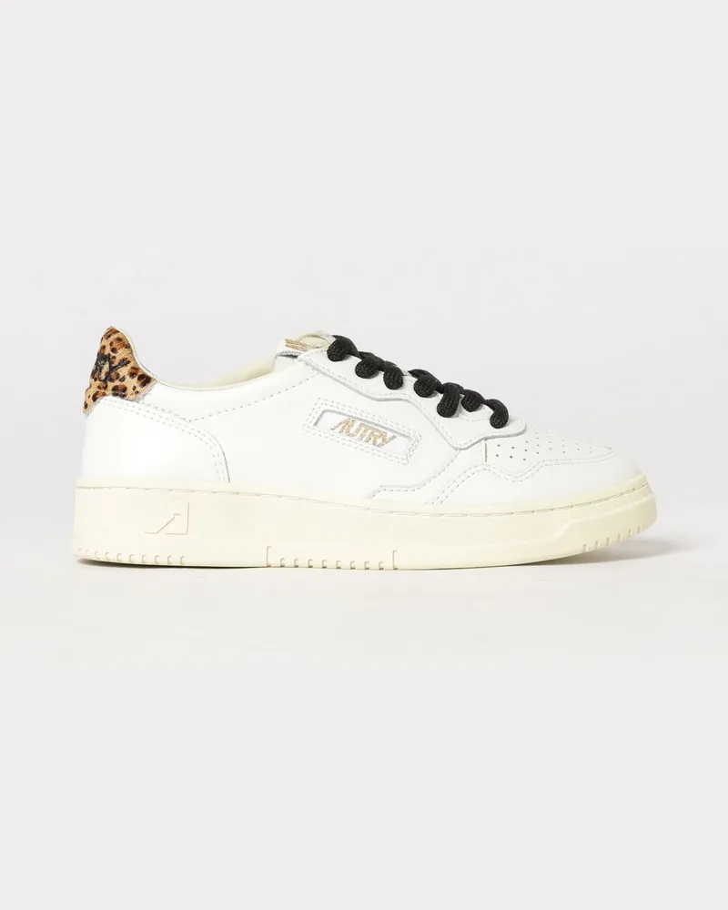 AUTRY Medalist Low Bicolor-Ledersneaker mit perforierter Spitze Sand