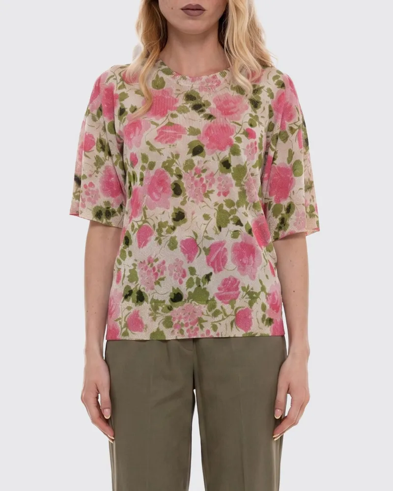 Liu Jo Rundhalspullover aus Viskosemischung mit Blumenmuster Pink