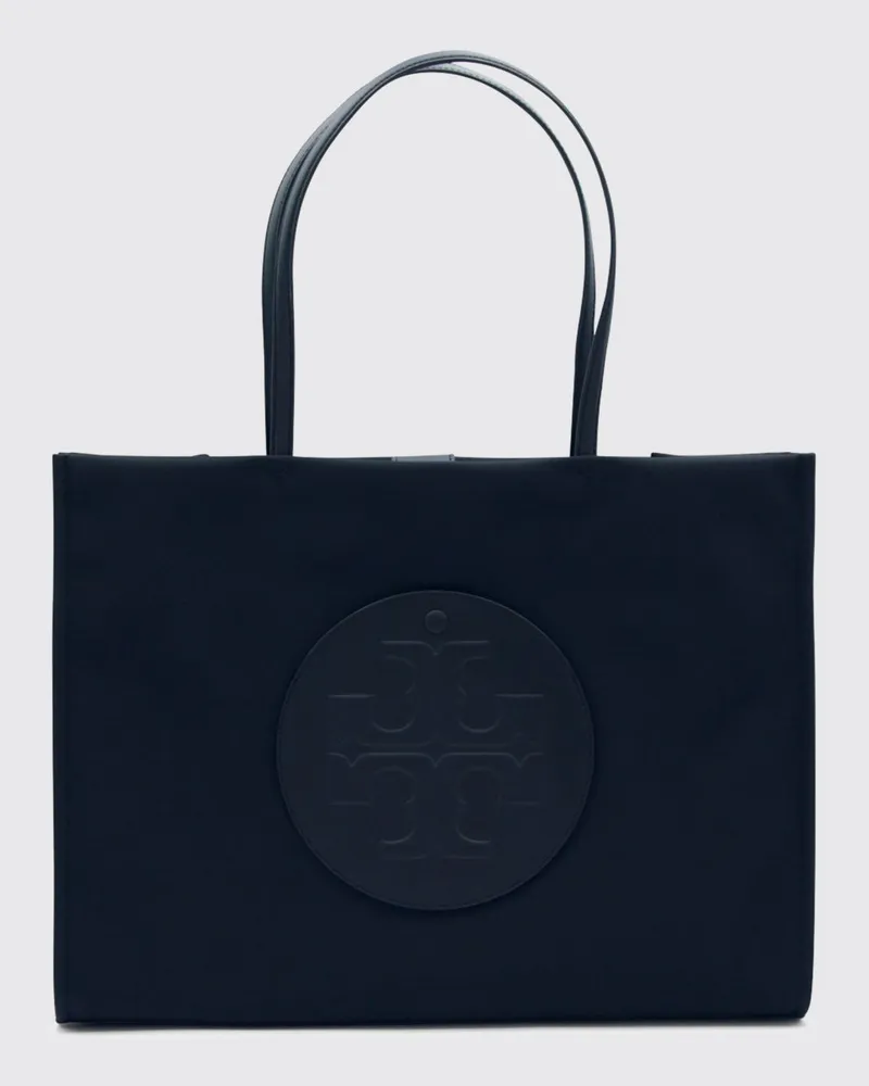 Tory Burch Ella Tote-Tasche aus recyceltem Nylon mit Doppelgriff und Logo Navy
