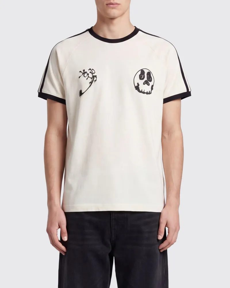 Y-3 Kurzärmeliges T-Shirt aus Baumwolle mit Skull-Grafikprint und Logo Weiß