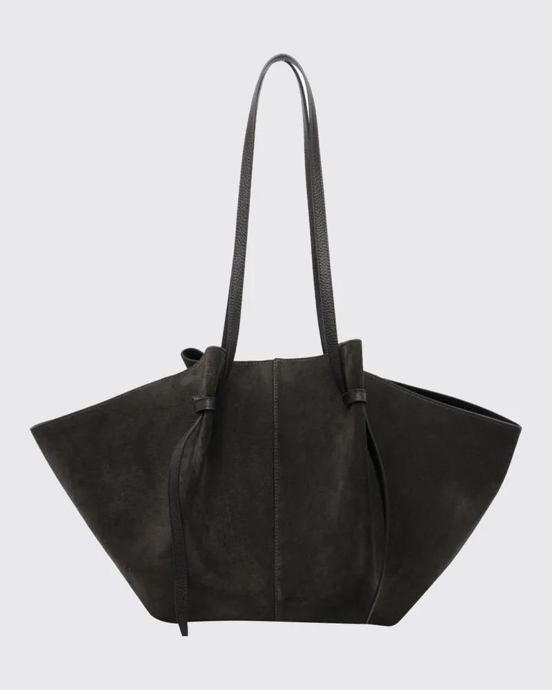 YUZEFI Große Mochi Schultertasche aus Kalbswildleder Kakao