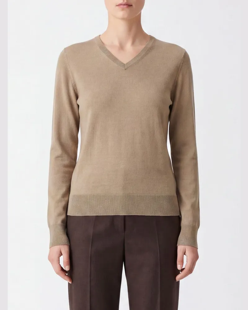 The Row V-Ausschnitt-Pullover aus einer Kaschmir-Seiden-Mischung mit langen Ärmeln Taubengrau