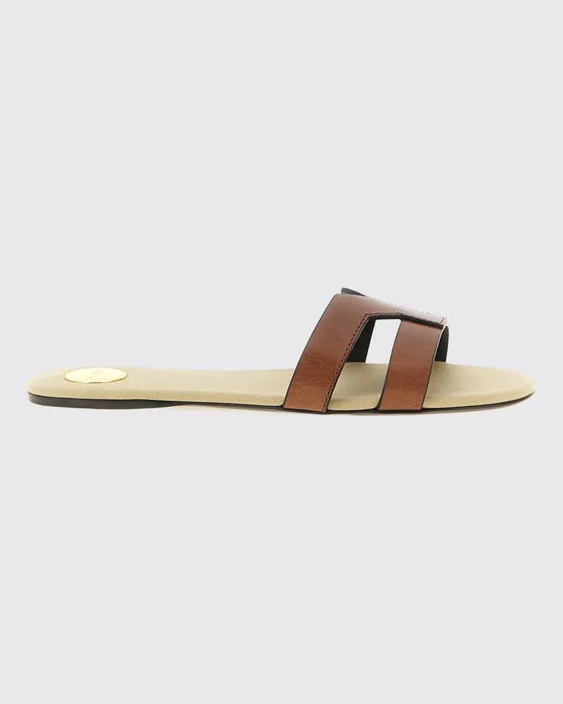 Saint Laurent Mabrouka Sandale aus pflanzlich gegerbtem Leder Braun