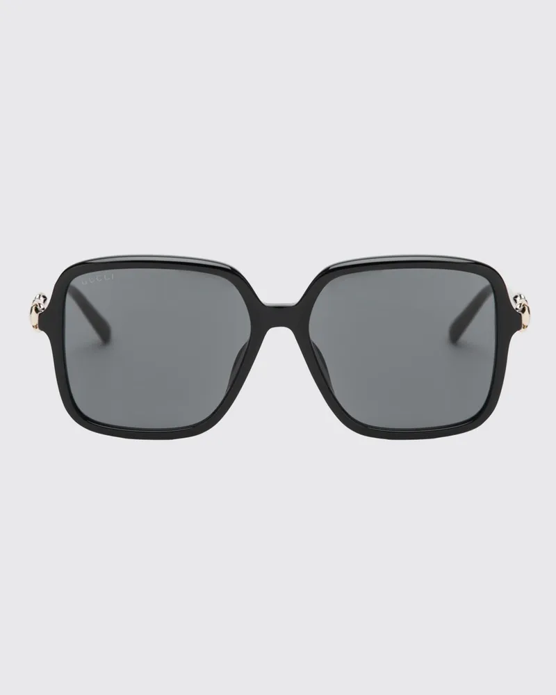 Gucci Klassische Cat-Eye-Sonnenbrille aus schwarzem Acetat mit Horsebit-Detail Schwarz